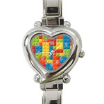 Lego Bricks, Colorful Dots Background Heart Italian Charm Watch