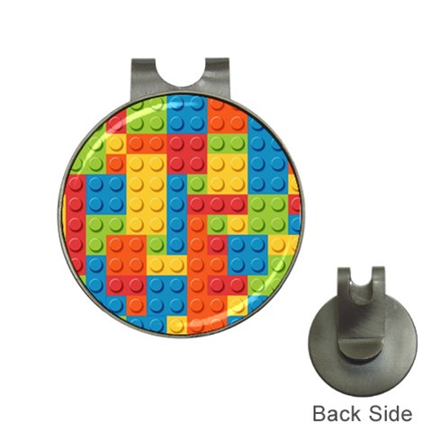 Lego Bricks, Colorful Dots Background Hat Clips with Golf Markers from ArtsNow.com Front