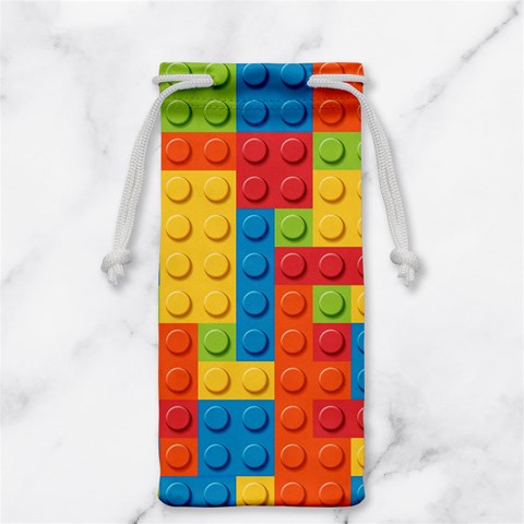 Lego Bricks, Colorful Dots Background Jewelry Bag from ArtsNow.com Back