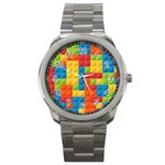 Lego Bricks, Colorful Dots Background Sport Metal Watch