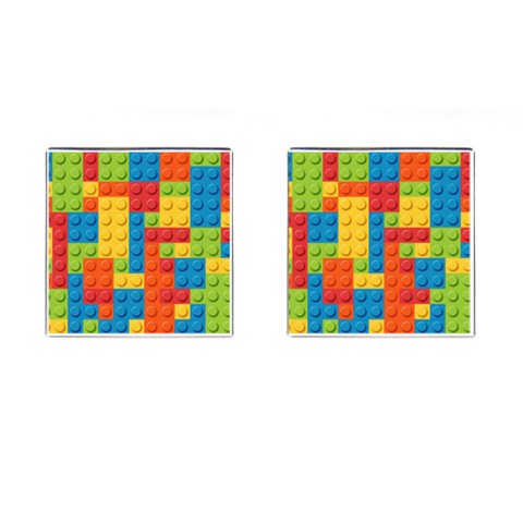 Lego Bricks, Colorful Dots Background Cufflinks (Square) from ArtsNow.com Front(Pair)