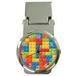 Lego Bricks, Colorful Dots Background Money Clip Watches