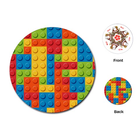 Lego Bricks, Colorful Dots Background Playing Cards Single Design (Round) from ArtsNow.com Front