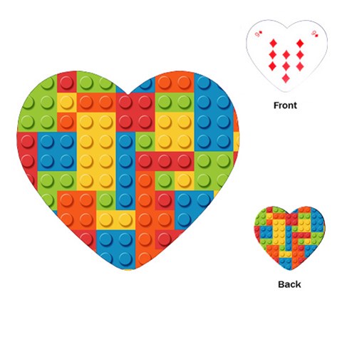 Lego Bricks, Colorful Dots Background Playing Cards Single Design (Heart) from ArtsNow.com Front