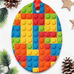 Lego Bricks, Colorful Dots Background Oval Ornament (Two Sides) from ArtsNow.com Front