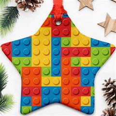 Lego Bricks, Colorful Dots Background Star Ornament (Two Sides) from ArtsNow.com Back