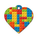 Lego Bricks, Colorful Dots Background Dog Tag Heart (One Side)