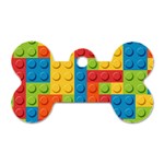 Lego Bricks, Colorful Dots Background Dog Tag Bone (One Side)