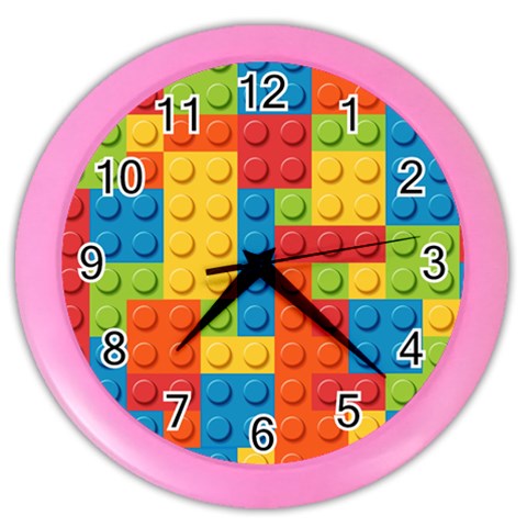 Lego Bricks, Colorful Dots Background Color Wall Clock from ArtsNow.com Front