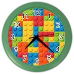 Lego Bricks, Colorful Dots Background Color Wall Clock