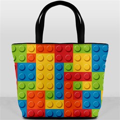 Lego Bricks, Colorful Dots Background Bucket Bag from ArtsNow.com Back