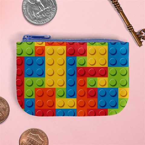 Lego Bricks, Colorful Dots Background Mini Coin Purse from ArtsNow.com Front