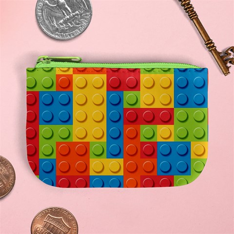 Lego Bricks, Colorful Dots Background Mini Coin Purse from ArtsNow.com Front