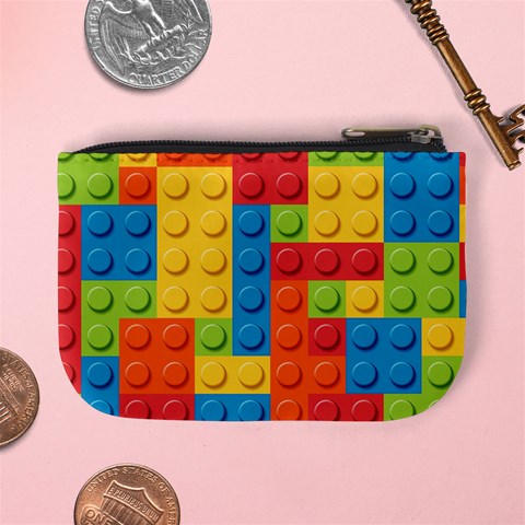 Lego Bricks, Colorful Dots Background Mini Coin Purse from ArtsNow.com Back