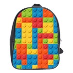 Lego Bricks, Colorful Dots Background School Bag (Large)