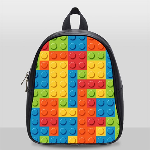 Lego Bricks, Colorful Dots Background School Bag (Small) from ArtsNow.com Front