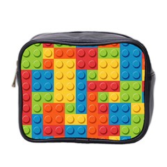 Lego Bricks, Colorful Dots Background Mini Toiletries Bag (Two Sides) from ArtsNow.com Front