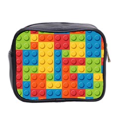 Lego Bricks, Colorful Dots Background Mini Toiletries Bag (Two Sides) from ArtsNow.com Back