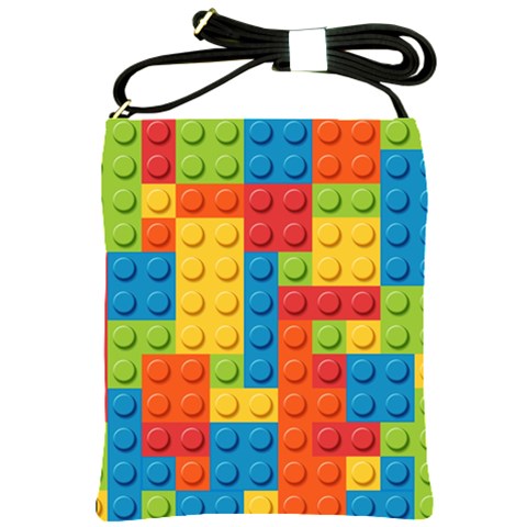 Lego Bricks, Colorful Dots Background Shoulder Sling Bag from ArtsNow.com Front