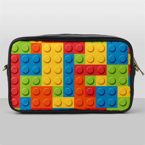 Lego Bricks, Colorful Dots Background Toiletries Bag (One Side) from ArtsNow.com Front