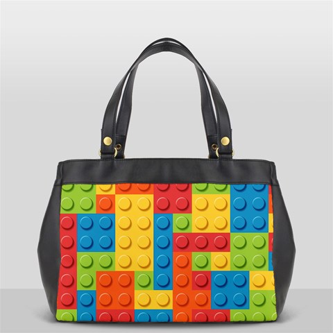 Lego Bricks, Colorful Dots Background Oversize Office Handbag from ArtsNow.com Front