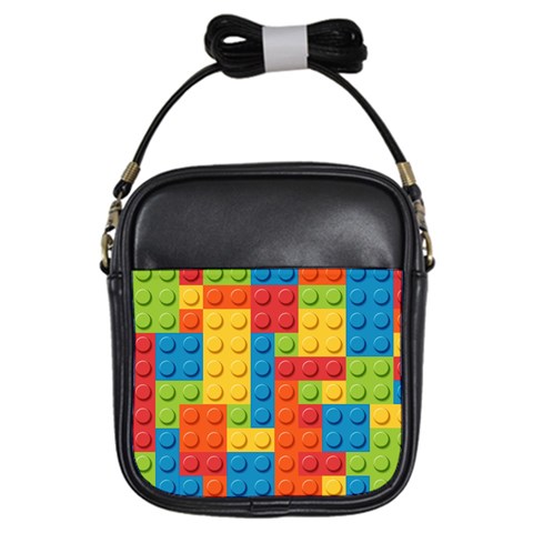 Lego Bricks, Colorful Dots Background Girls Sling Bag from ArtsNow.com Front