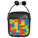 Lego Bricks, Colorful Dots Background Girls Sling Bag