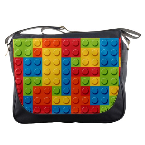 Lego Bricks, Colorful Dots Background Messenger Bag from ArtsNow.com Front