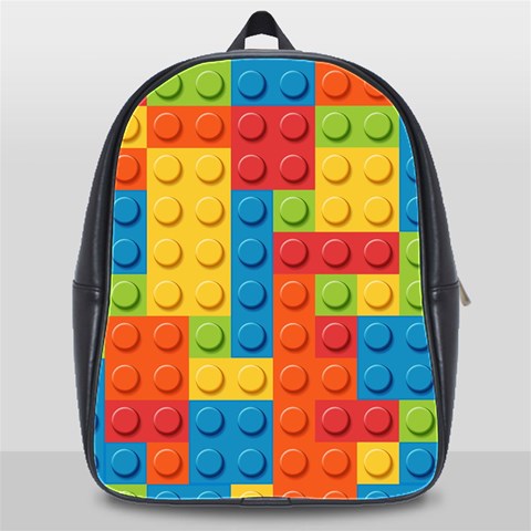 Lego Bricks, Colorful Dots Background School Bag (XL) from ArtsNow.com Front