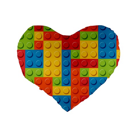 Lego Bricks, Colorful Dots Background Standard 16  Premium Heart Shape Cushions from ArtsNow.com Back