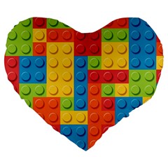 Lego Bricks, Colorful Dots Background Large 19  Premium Heart Shape Cushions from ArtsNow.com Front