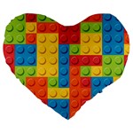 Lego Bricks, Colorful Dots Background Large 19  Premium Heart Shape Cushions