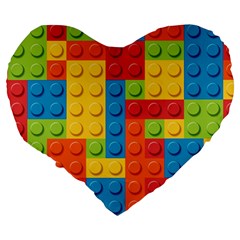 Lego Bricks, Colorful Dots Background Large 19  Premium Heart Shape Cushions from ArtsNow.com Back