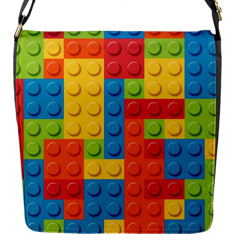 Lego Bricks, Colorful Dots Background Flap Closure Messenger Bag (S) from ArtsNow.com Front