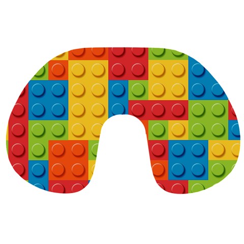 Lego Bricks, Colorful Dots Background Travel Neck Pillow from ArtsNow.com Front