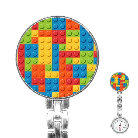 Lego Bricks, Colorful Dots Background Stainless Steel Nurses Watch from ArtsNow.com Front