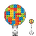 Lego Bricks, Colorful Dots Background Stainless Steel Nurses Watch