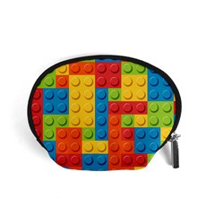 Lego Bricks, Colorful Dots Background Accessory Pouch (Small) from ArtsNow.com Front