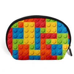 Lego Bricks, Colorful Dots Background Accessory Pouch (Large) from ArtsNow.com Front