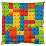 Lego Bricks, Colorful Dots Background Large Premium Plush Fleece Cushion Case (One Side)