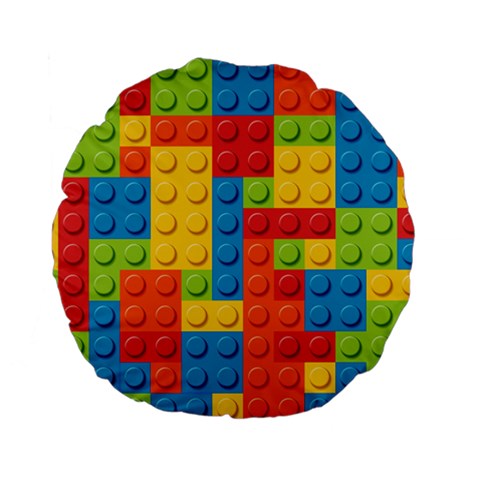 Lego Bricks, Colorful Dots Background Standard 15  Premium Flano Round Cushions from ArtsNow.com Front