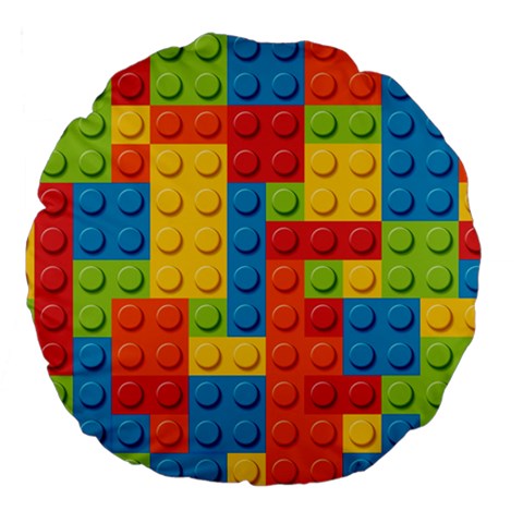 Lego Bricks, Colorful Dots Background Large 18  Premium Flano Round Cushions from ArtsNow.com Front