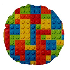 Lego Bricks, Colorful Dots Background Large 18  Premium Flano Round Cushions from ArtsNow.com Front