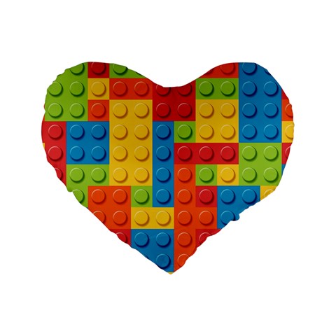 Lego Bricks, Colorful Dots Background Standard 16  Premium Flano Heart Shape Cushions from ArtsNow.com Front