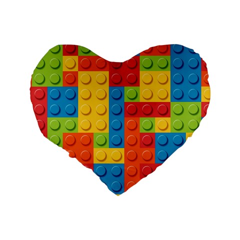 Lego Bricks, Colorful Dots Background Standard 16  Premium Flano Heart Shape Cushions from ArtsNow.com Back