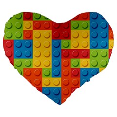 Lego Bricks, Colorful Dots Background Large 19  Premium Flano Heart Shape Cushions from ArtsNow.com Front