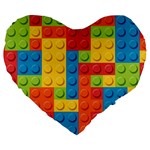 Lego Bricks, Colorful Dots Background Large 19  Premium Flano Heart Shape Cushions