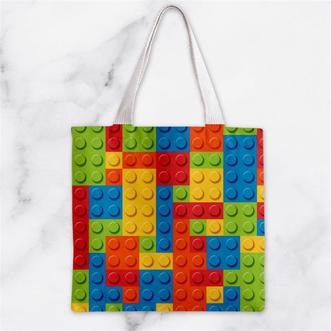 Lego Bricks, Colorful Dots Background Zipper Grocery Tote Bag from ArtsNow.com Back