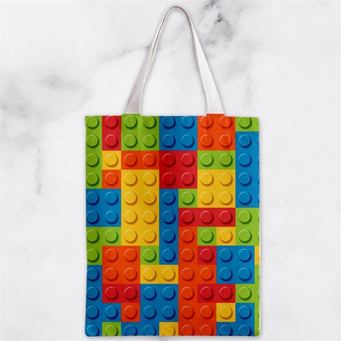 Lego Bricks, Colorful Dots Background Zipper Classic Tote Bag from ArtsNow.com Front