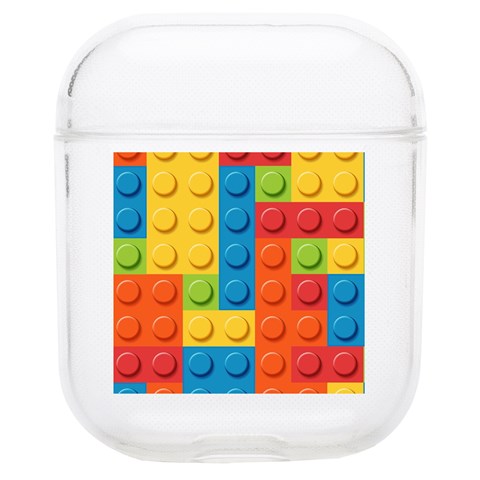 Lego Bricks, Colorful Dots Background Soft TPU AirPods 1/2 Case from ArtsNow.com Front